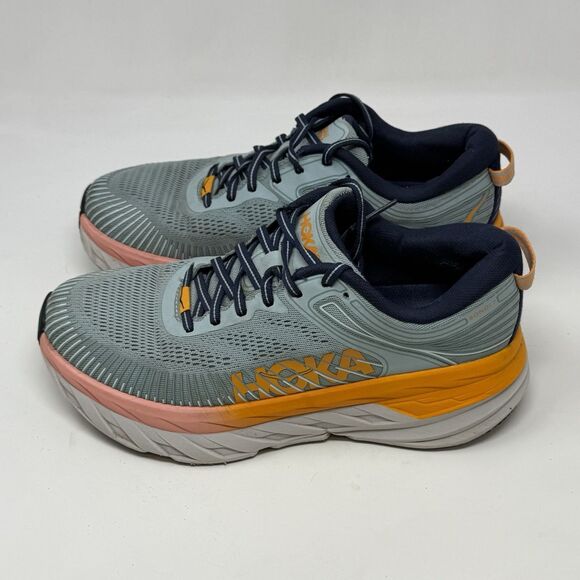 Hoka One One Bondi 7 Womens 8 Blue Lightweight Running Shoes Sneakers Beaters - Picture 4 of 16
